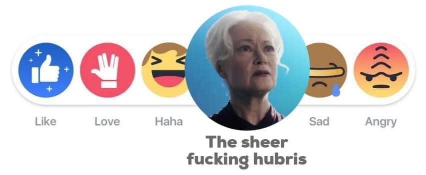 The meme is a screenshot of a Facebook comment section, featuring a user's reaction to a post. The user has selected a "like" reaction, but the comment that triggered it is not visible. The text "The best thing about this post is..." appears above the reactions.